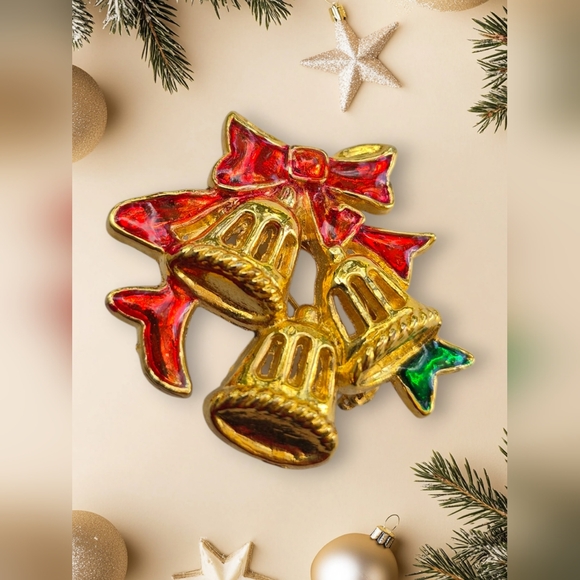 Vintage pin, brooch. Christmas bells. - Picture 8 of 8